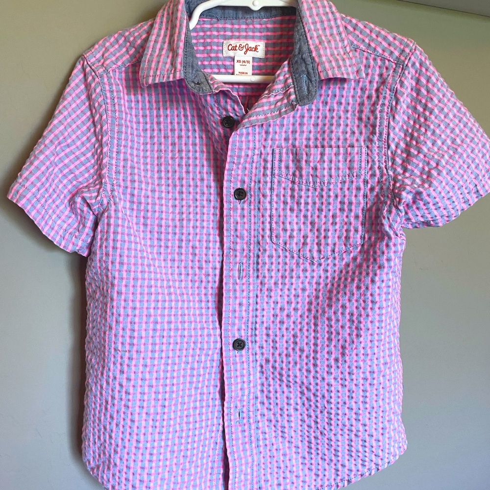 XS (4/5) Cat & Jack Boy's Button-Down Stretch Oxford Short Sleeve shirt